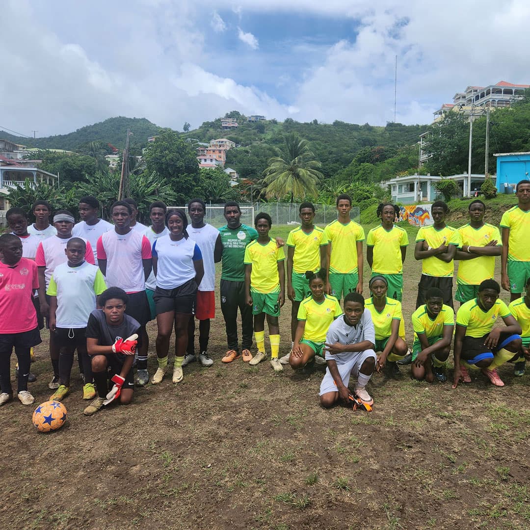 A player with his foot on a ball